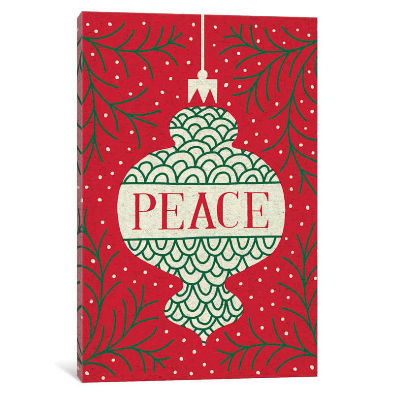 «  : paix », reproduction d’impression sur toile Jolly Holiday Ornaments Series, H 12 po x l 8 po x P 0,75 po, Toile tendue