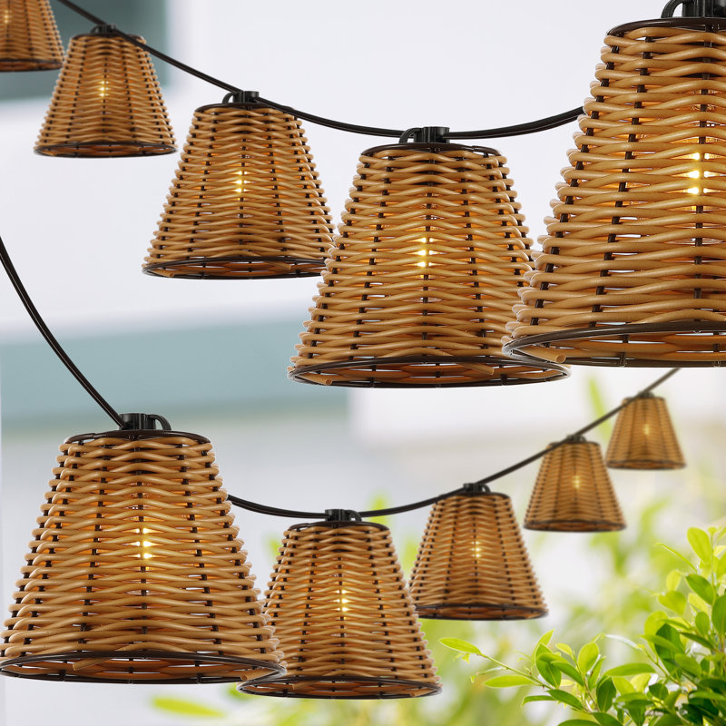 Birnir 10-Light Indoor/Outdoor 10 ft. Classic Cottage Incandescent G40 String Lights, Black/Natural