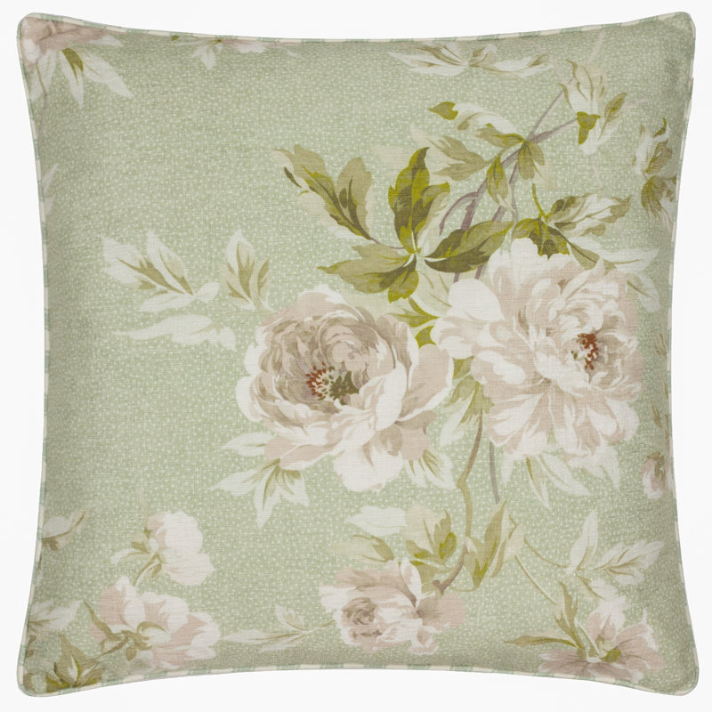 Adele Down Blend Floral Green Square Throw Cushion