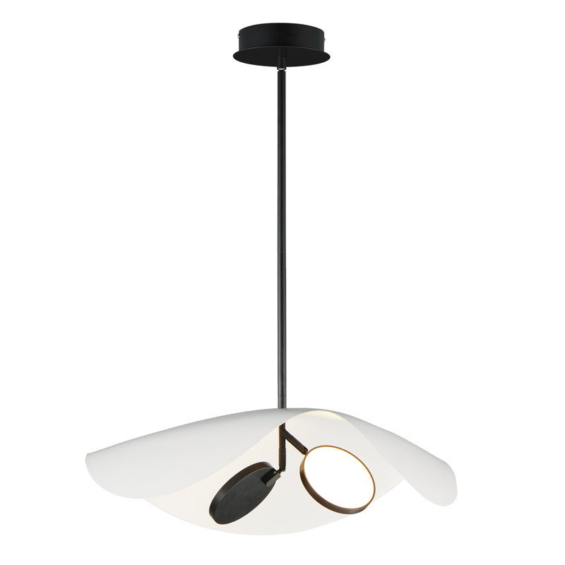 Luminaire suspendu 2 lumières Hinton, Blanc / noir