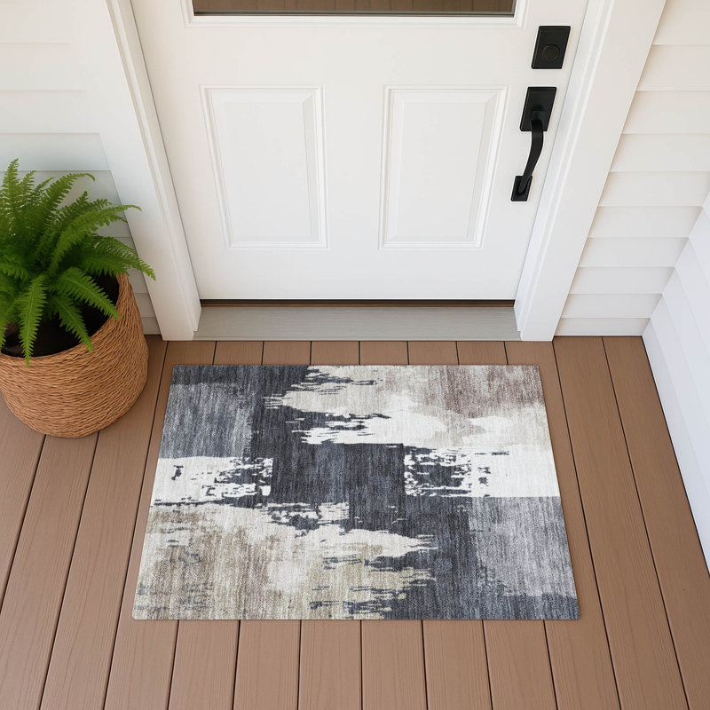 Machine Washable Indoor/Outdoor Skiljo ACN2347 Abstract Rug, Rectangle 1'8" x 2'6"