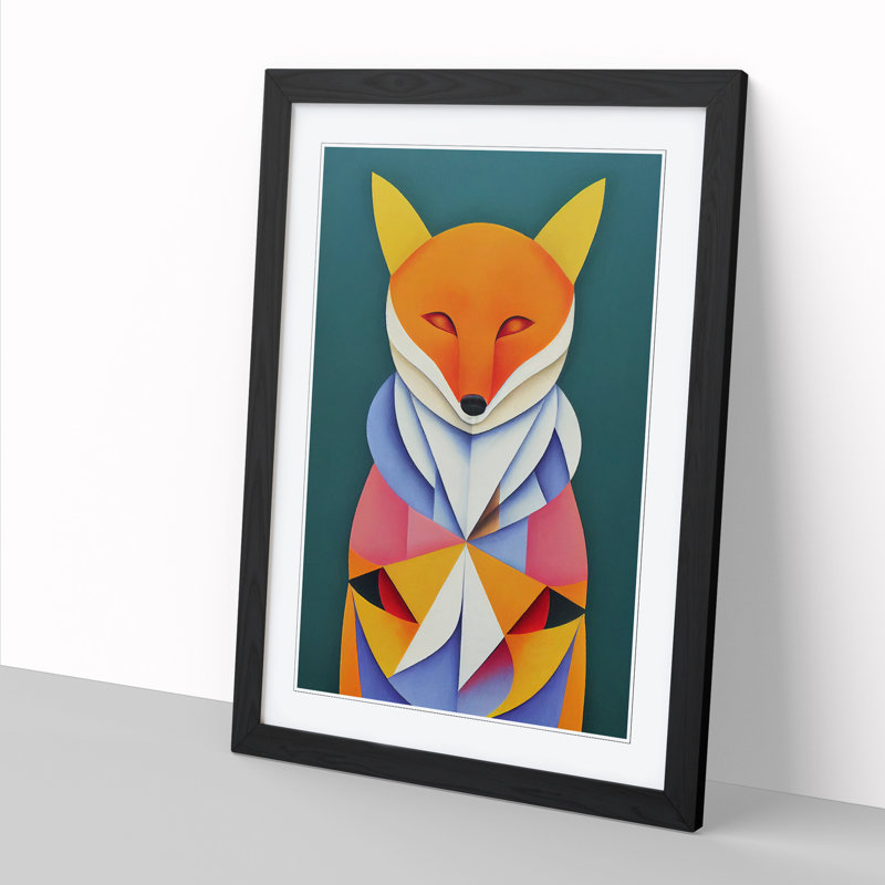 FRM-V0523-1018X Fox Abstract Modern - Single Picture Frame Print, 34cm H x 25cm W x 2cm D, Walnut Framed