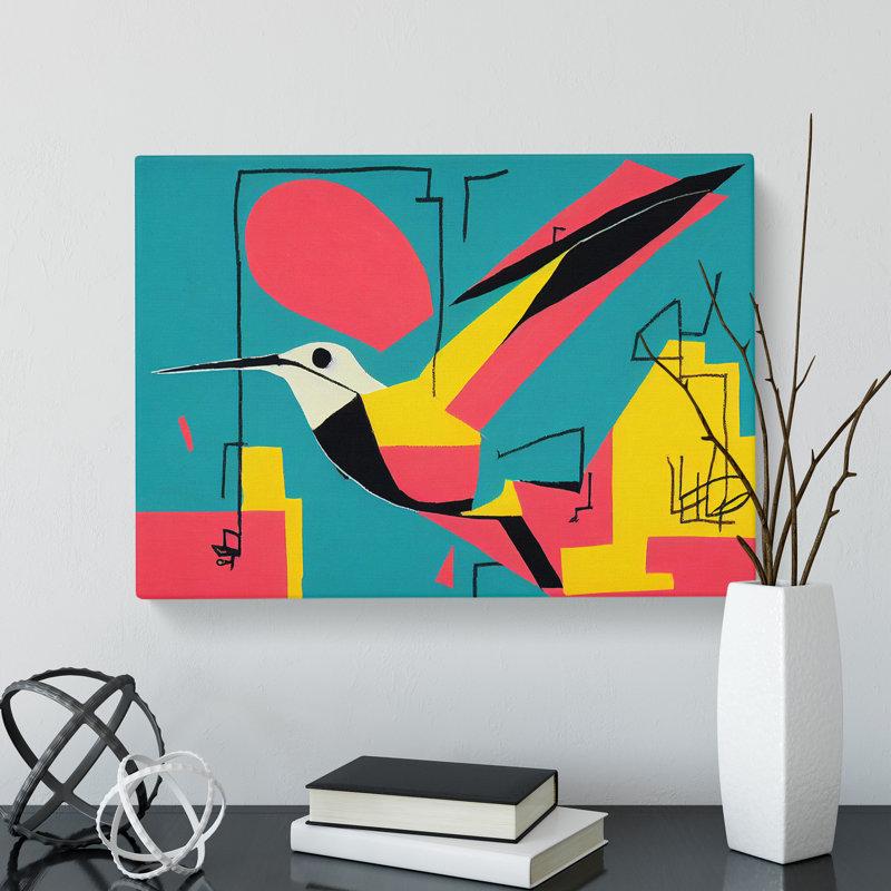 Hummingbird Graffiti Abstract - Wrapped Canvas, 40cm H x 60cm W x 3cm D