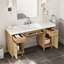 Meuble-lavabo de 60 po avec lavabo SMC, armoire de rangement spacieuse moderne avec tiroirs à fermeture en douceur et plateau basculant, pieds en bois massif et poignées en métal argenté, couleur bois-687383147
