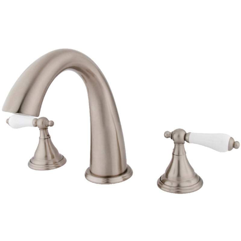 Kingston Brass Vintage Two-Handle 3-Hole Deck Mount Roman Tub Faucet, Brushed Nickel