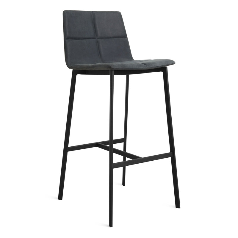 Between Us Stool, Black, Bar Stool (31" Seat Height), Ink Genuine Leather