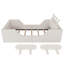 Lit plateforme tapissier avec coussin en lapin, lit tapissier pour enfants avec rails latéraux amovibles