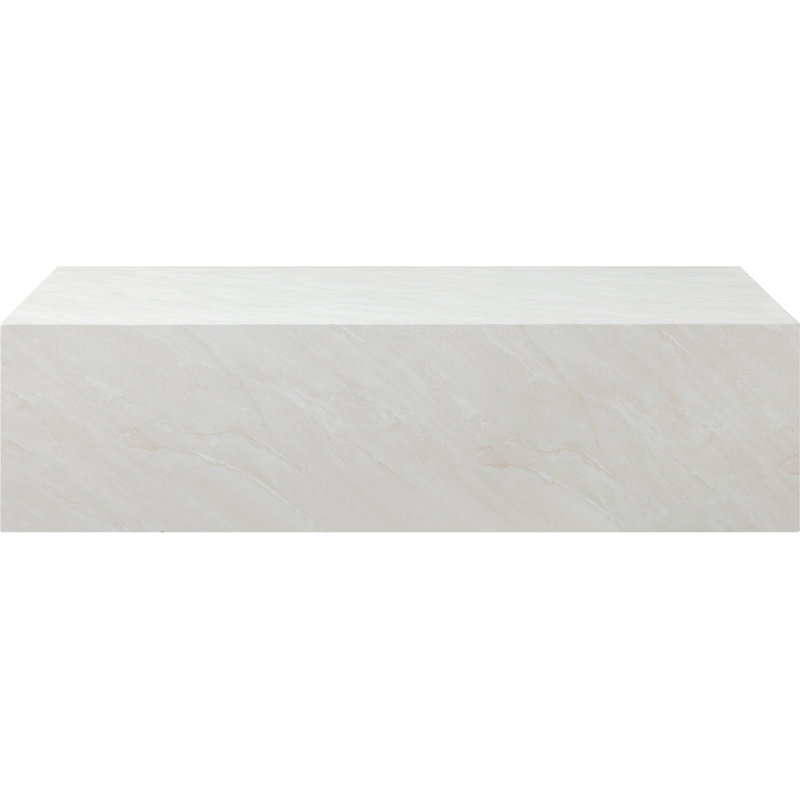 Geffrey Finished Concrete Indoor/Outdoor Coffee Table, Off White
