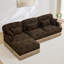 Canapé en L 100 po à imprimé léopard confortable en chenille, délicat bord de pompon, repose-pieds mobile, style moderne, dossier et siège ergonomiques, assemblage facile, siège profond pour le salon, brun noir-211408460-211408461