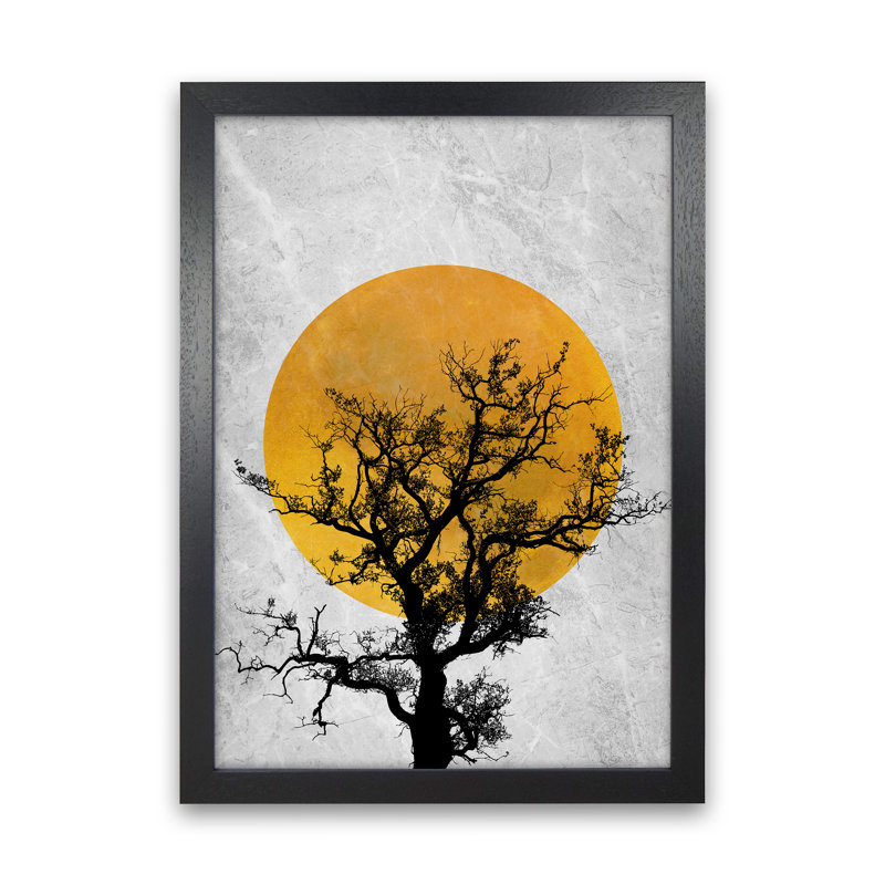 The Sunset Tree - Print, Brown Framed, 88cm H x 64cm W x 3cm D