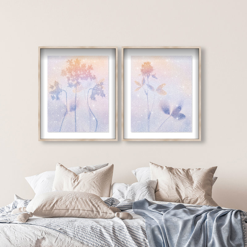 Lavender Shadows Set Set by Oliver Gal, 31.5"H x 37.5"W, Natural Oak Shadowbox