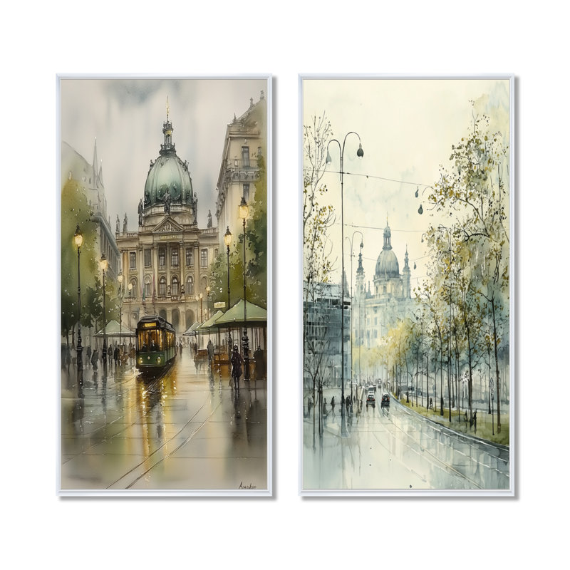 «Vienna's Grand Imperial Architecture III - Vienna», art mural sur toile 2 pièces, H 40 po x l 40 po, Cadre flottant blanc