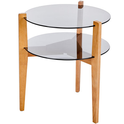 Magnum Mixed Material Modern Two Tier Side Table in Natural
