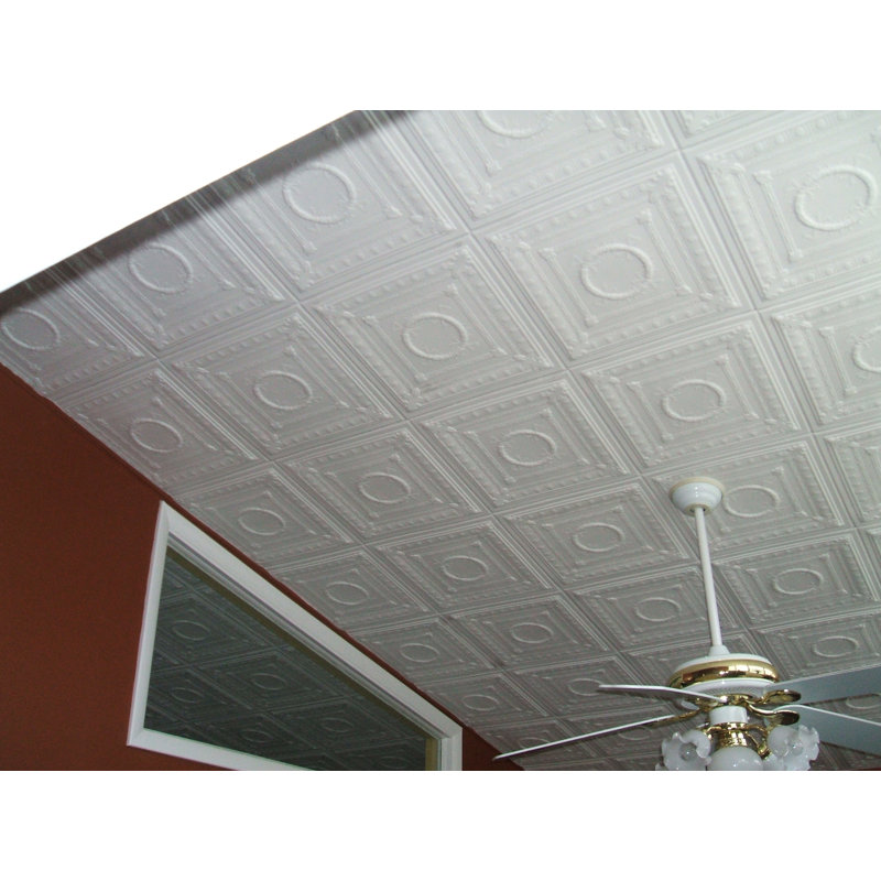 Styrofoam Glue-Up Ceiling Tiles to Cover Popcorn Ceiling, Pack of 24 (65 sq.ft.)