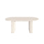 Table de salle à manger extensible pour 4 à 8 personnes, bords arrondis, piètement en lattes de bois, style inspirant, avec coins arrondis, idéale pour les réunions de famille au salon.