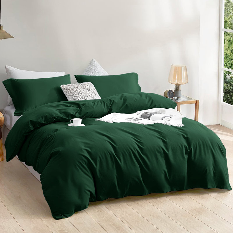 Luxury 4-Piece Microfiber Duvet Cover Complete Set, Double Duvet Cover + 3 Additional Pieces, Emerald