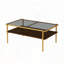 Table basse rectangulaire avec plateau en verre trempé gris et pieds dorés - 38,39 po-1701760381