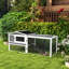 Cage à 2 étages imperméable et amovible pour 1 ou 2 lapins, maisonnette à 2 couches grise, avec aspect imperméable, plateau coulissant,