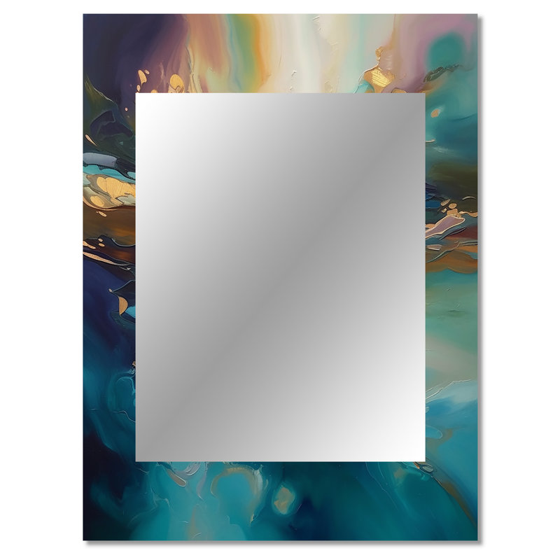 Spirited Ocean Sunset in Shades of Blue I - Blue Wall Mirror Decor, 40 po x 30 po