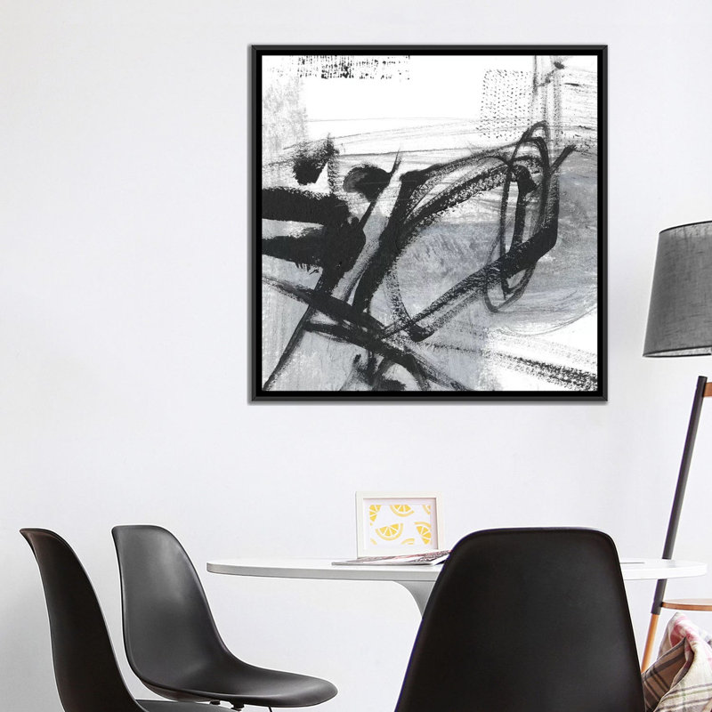 Scribble Script I par Ethan Harper - reproduction d'art, Pas de tapis, Toile avec cadre noir, H 37 po x l 37 po x P 1,5 po