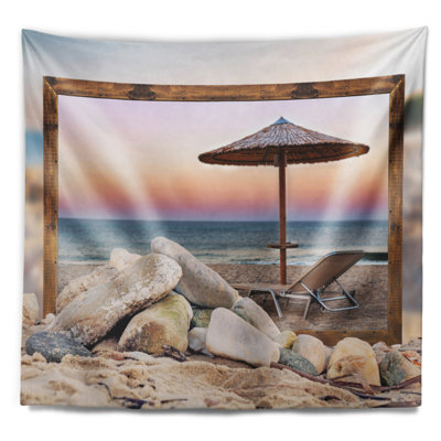 Tapisserie de sièges de plage à effet de mer encadré mer