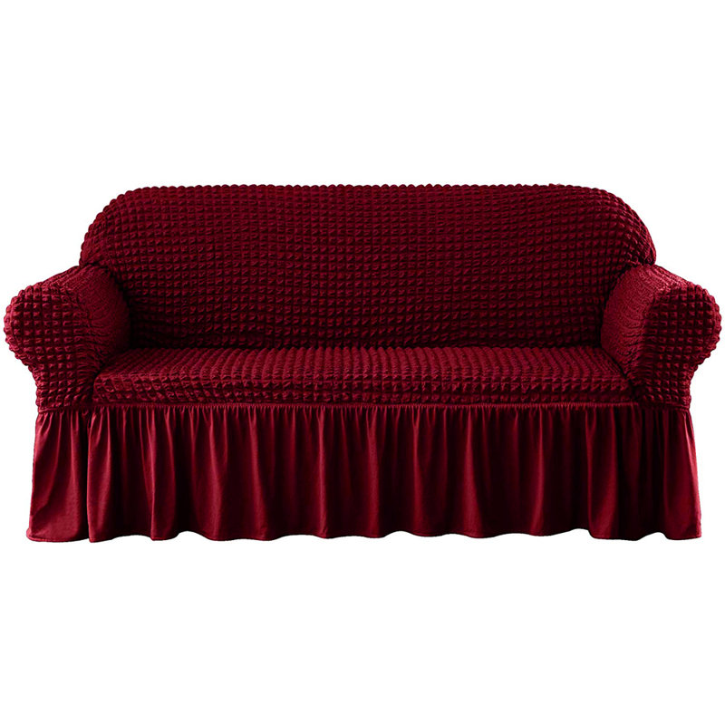Housse pour canapé à coussins carrés / rectangulaires Bubble, H 25 po x l 72 po x P 18 po, Mélange de polyester rouge vin