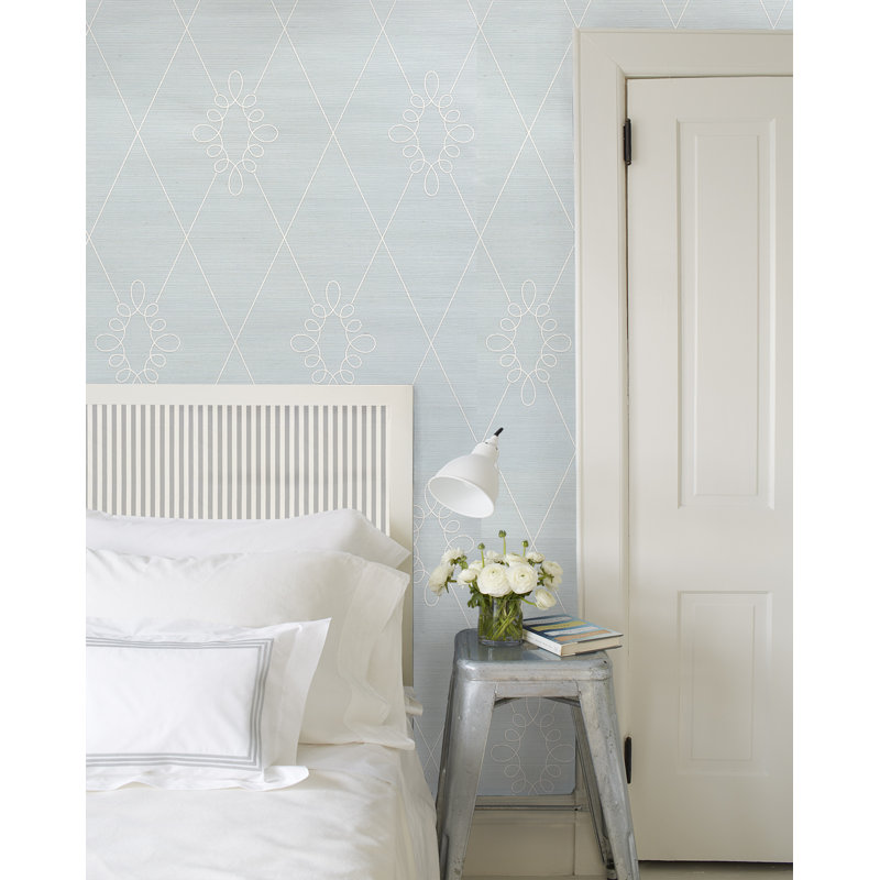 Sylvie Embroidered Sisal Wallpaper, Ivory