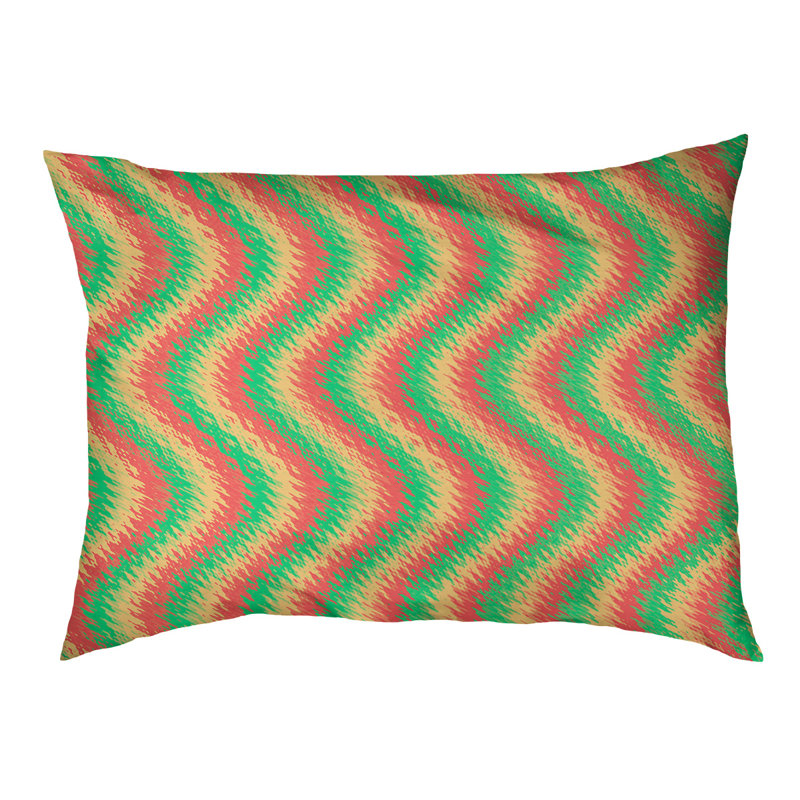 Oreiller pour chien à rayures ondulées pastel Campion, Très grand (l 52 po x P 42 po x H 17 po), Rouge, jaune et vert