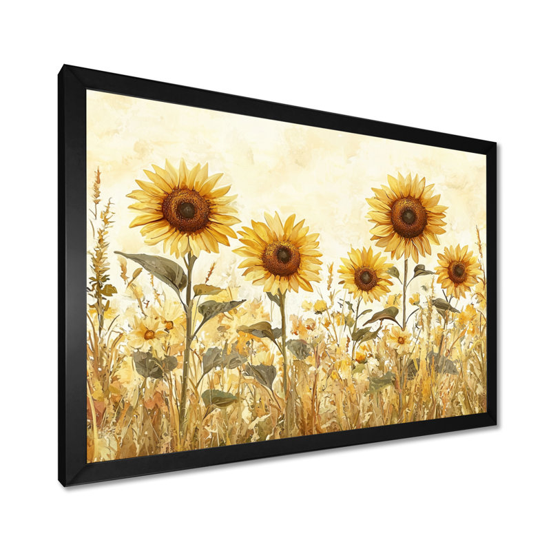 Diyonna - Floral Wall Art, Single Picture Framed Print, Black, 12" H x 20" W