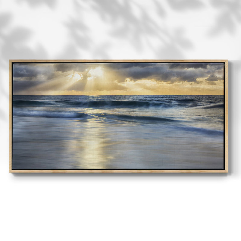 Cloudscape Shore - Toile tendue avec châssis encadré - Prêt à accrocher, H 25 po x l 49 po, Naturel