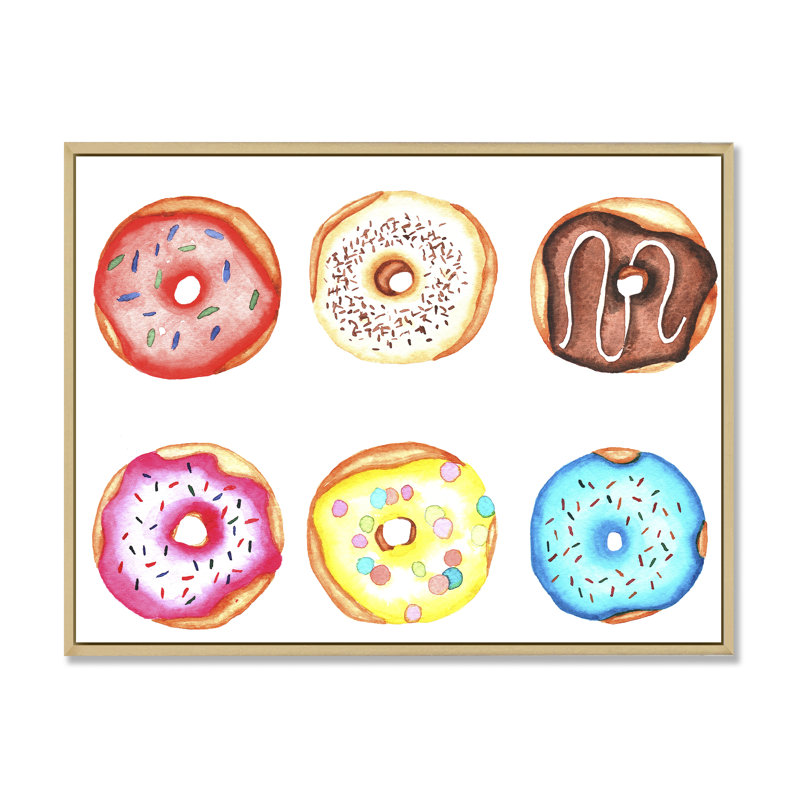 «Funny Donuts», reproduction sur toile, H 24 po x l 36 po x P 1 po, Cadre naturel flottant