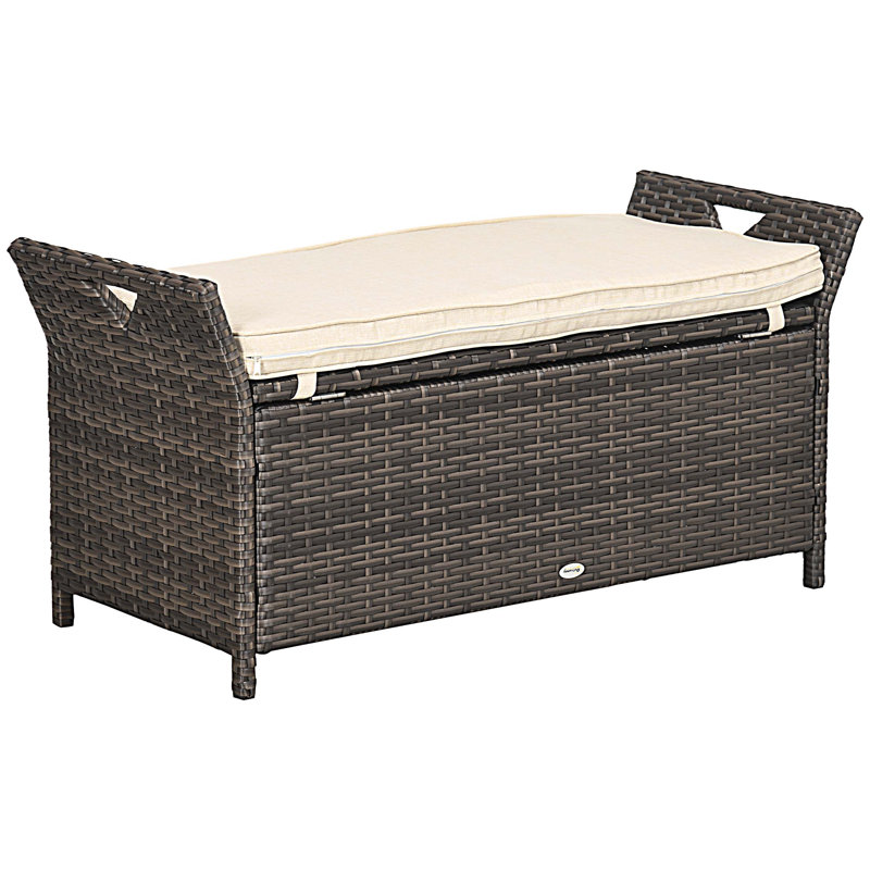 Banc de rangement pour patio, mobilier d'extérieur, Blanc