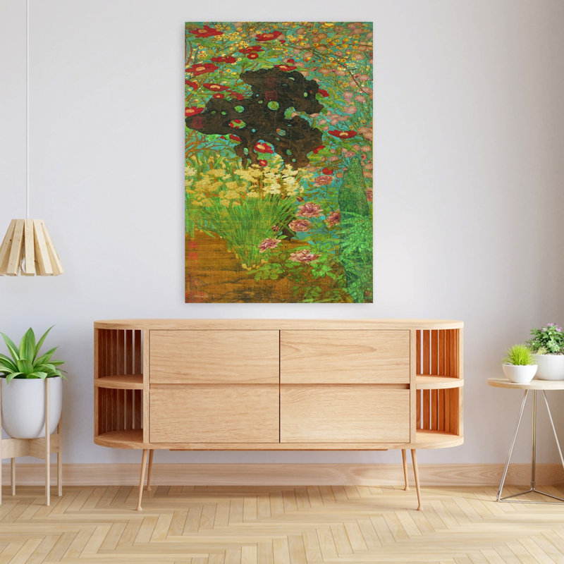 Jardin antique, art abstrait de fleurs printanières, H 48 po x l 32 po