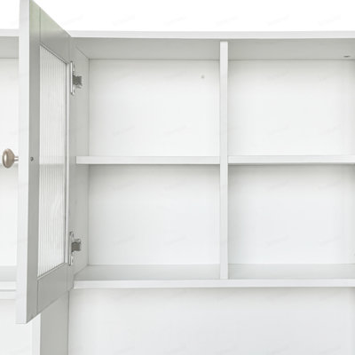 Computer Desk with glass door for Home Office or Study desk, Bookshelf & Hutch, Computer Desk with 90 Degree Rotating Desktop,Large Working Space