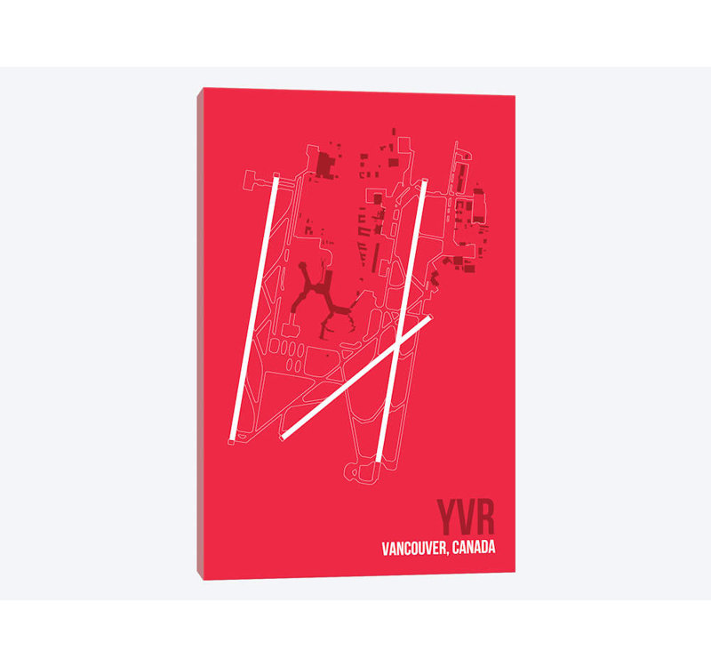 «YVR Diagram, Vancouver» par 08, impression sur toile, Papier avec cadre noir, Blanc, H 32 po x l 24 po x P 1 po