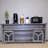65.3" TV Stand With LED Light Strips And Iron Mesh Barn Door Y Decorative Strip Country Grey Farmhouse Style-652014482