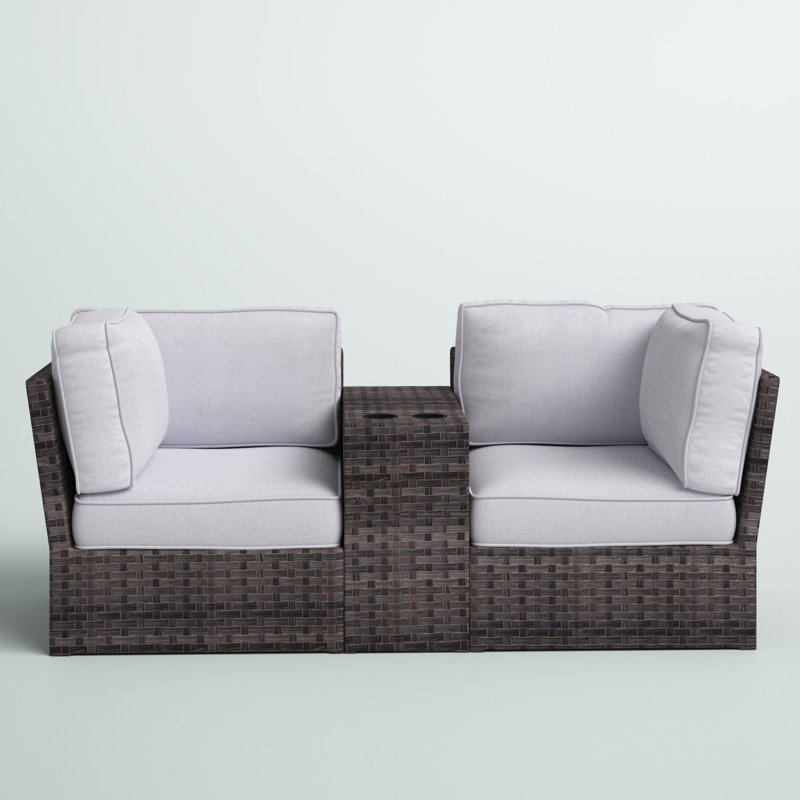 Anndale Fully Assembled 79'' Wide Outdoor Wicker Loveseat with Cushions