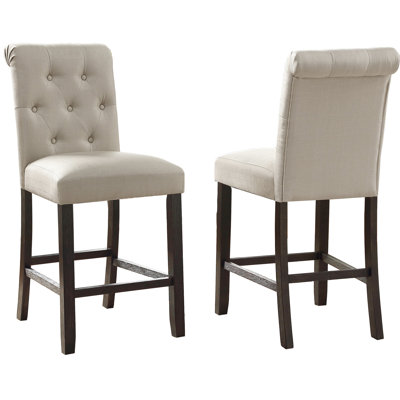 Tabourets de comptoir de hauteur brun clair, rembourrage confortable, pieds en bois robustes de 2 po avec bois
