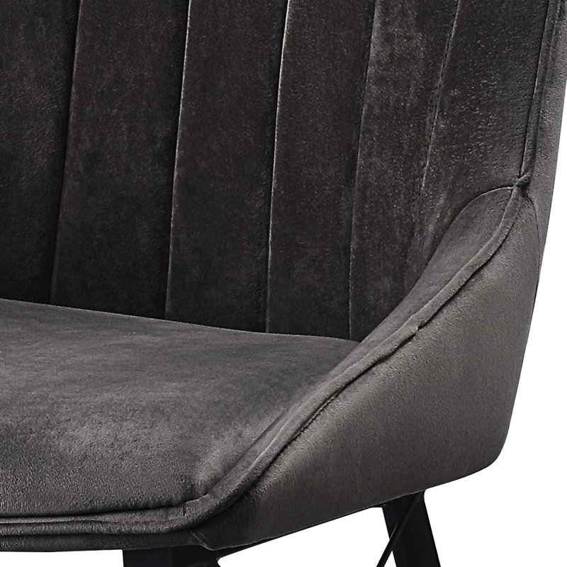 Chaises de salle à manger contemporaines à dossier gris en tissu (de 2) - Pieds en métal élégants et assise polyvalente noire