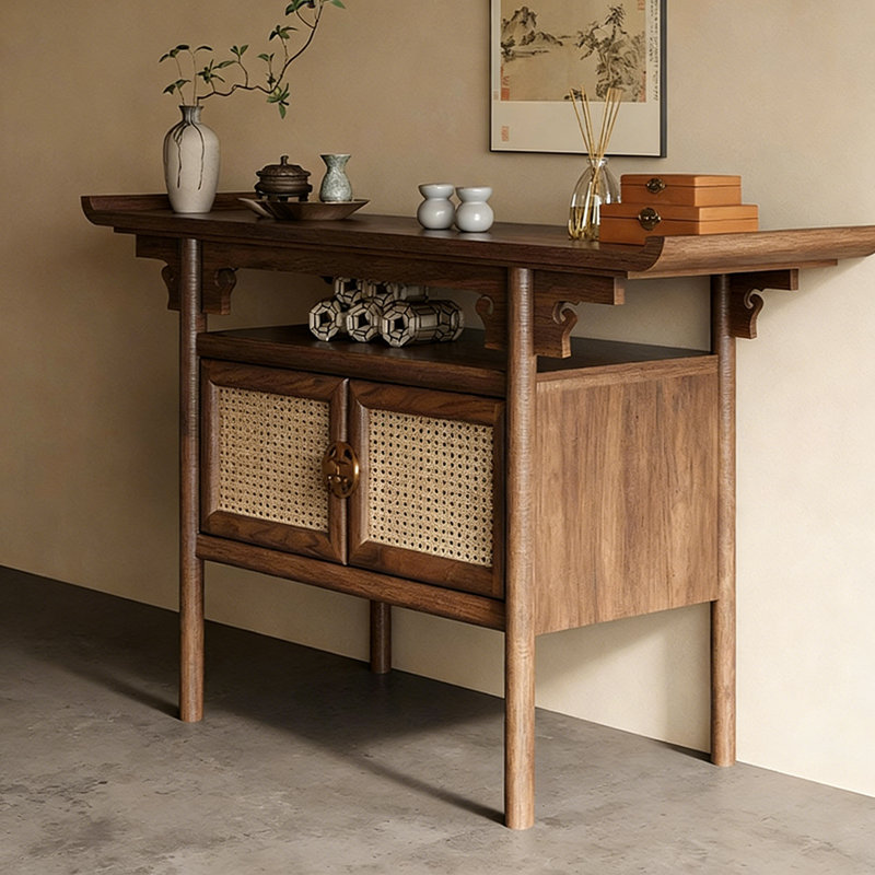 Nouvelle table d'entrée en bois massif de style chinois, 42.5" H x 70.9" W x 15.7" D
