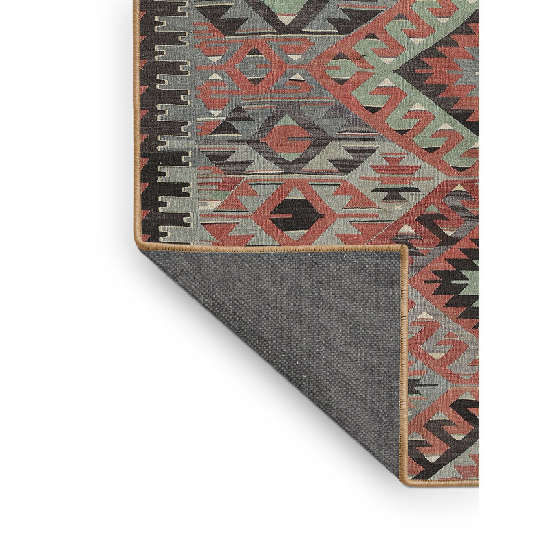Tapis brun/gris/bleu traditionnel, Rectangle 4 pi x 6 pi