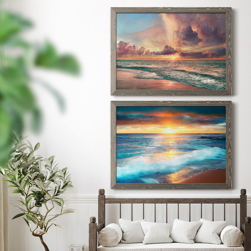 Copper Beach - Ensemble de 2 photos sur toile tendues, Encadré gris, H 31,5 po x l 47 po x P 1,5 po