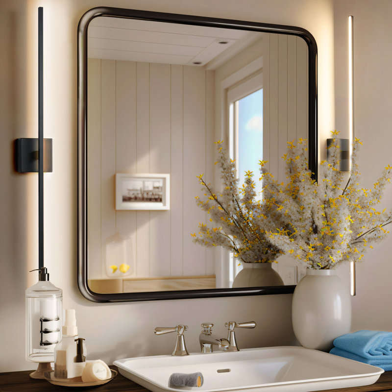 39" Dicino 1-Light Dimmable LED Vanity Light, Matte Black