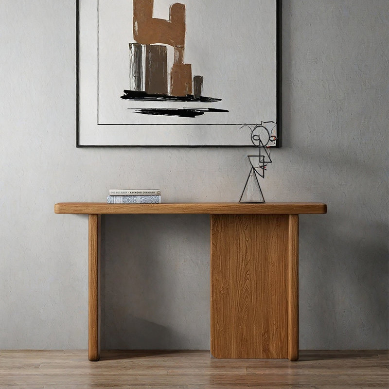 Console de hall d'entrée moderne en pin massif minimaliste, H 31,5 po x l 47,2 po x P 13,8 po, Brun