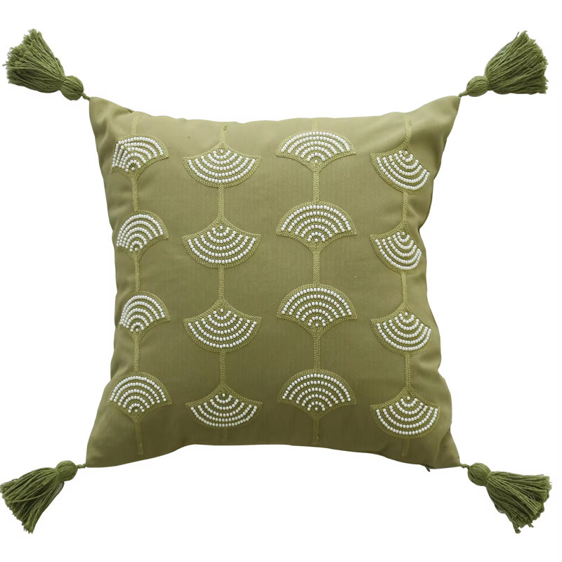  Coussin en coton Floral, Motif floral vert