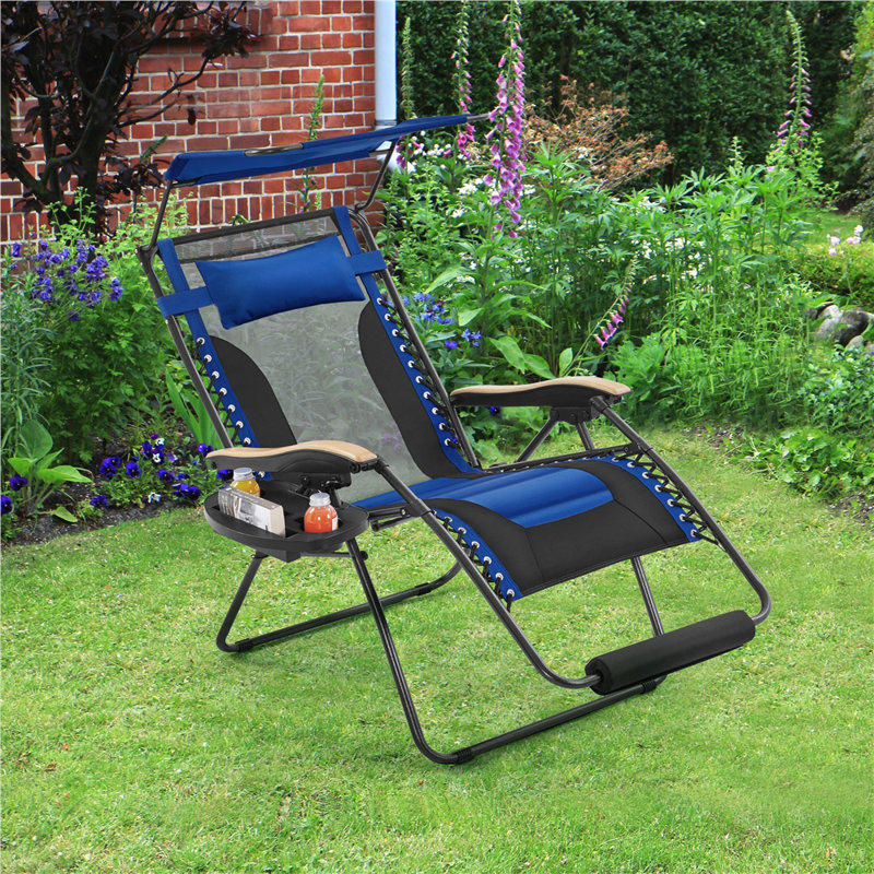 Fauteuil inclinable d'extérieur en acier sans gravité Huntleigh, Bleu marine/noir