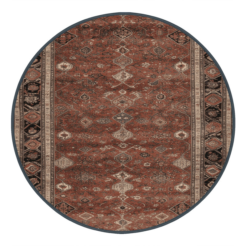 Tapis brun lavable à la machine, Rond 8 pi