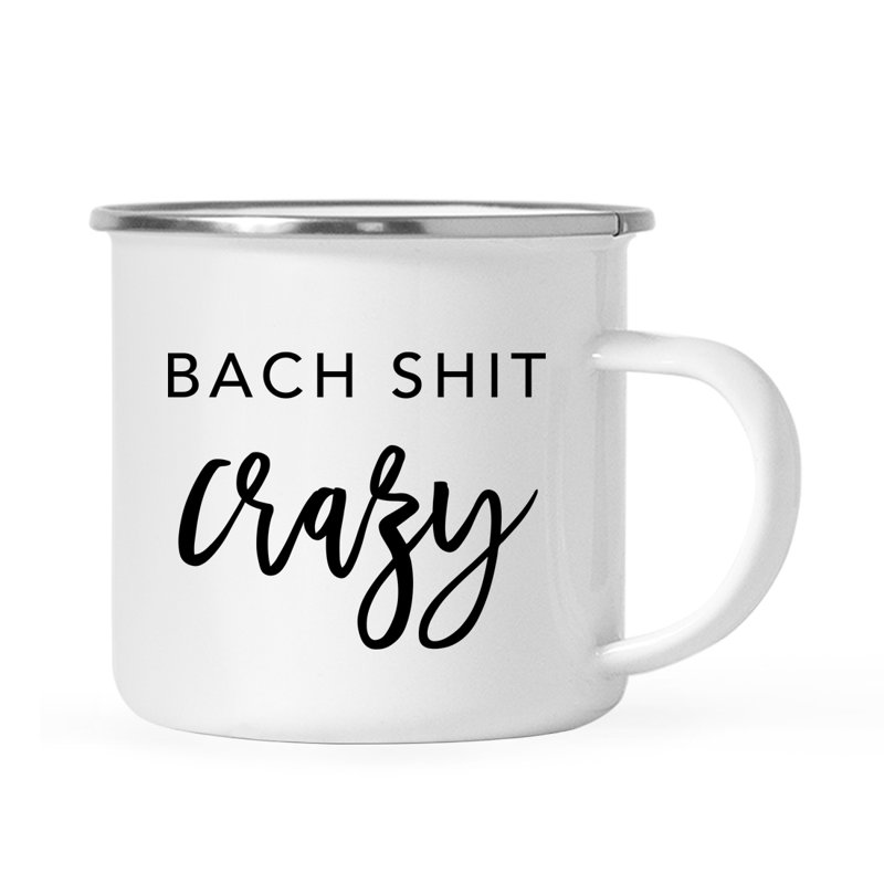 Cadeau de tasse de feu de camp en acier inoxydable, folie de merde de Bach, paquet de 1, émail en métal à l'extérieur