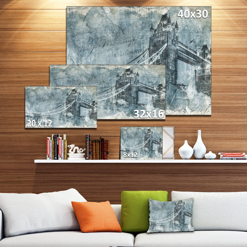 « tour bridge london », impression sur toile tendue, H 16 po x l 32 po