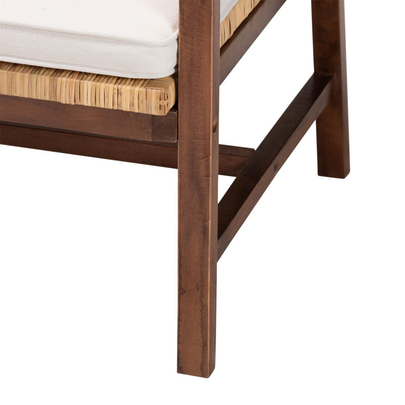 Bohemian Light Honey Rattan and Acacia Wood Arm Chair